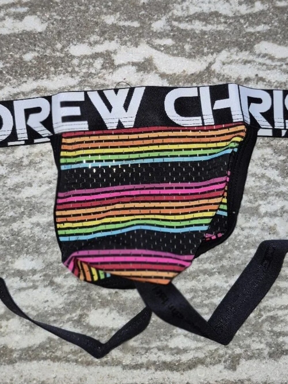 Andrew Christian Men's CHILL Stripe Jockstrap Underwear New Size XL